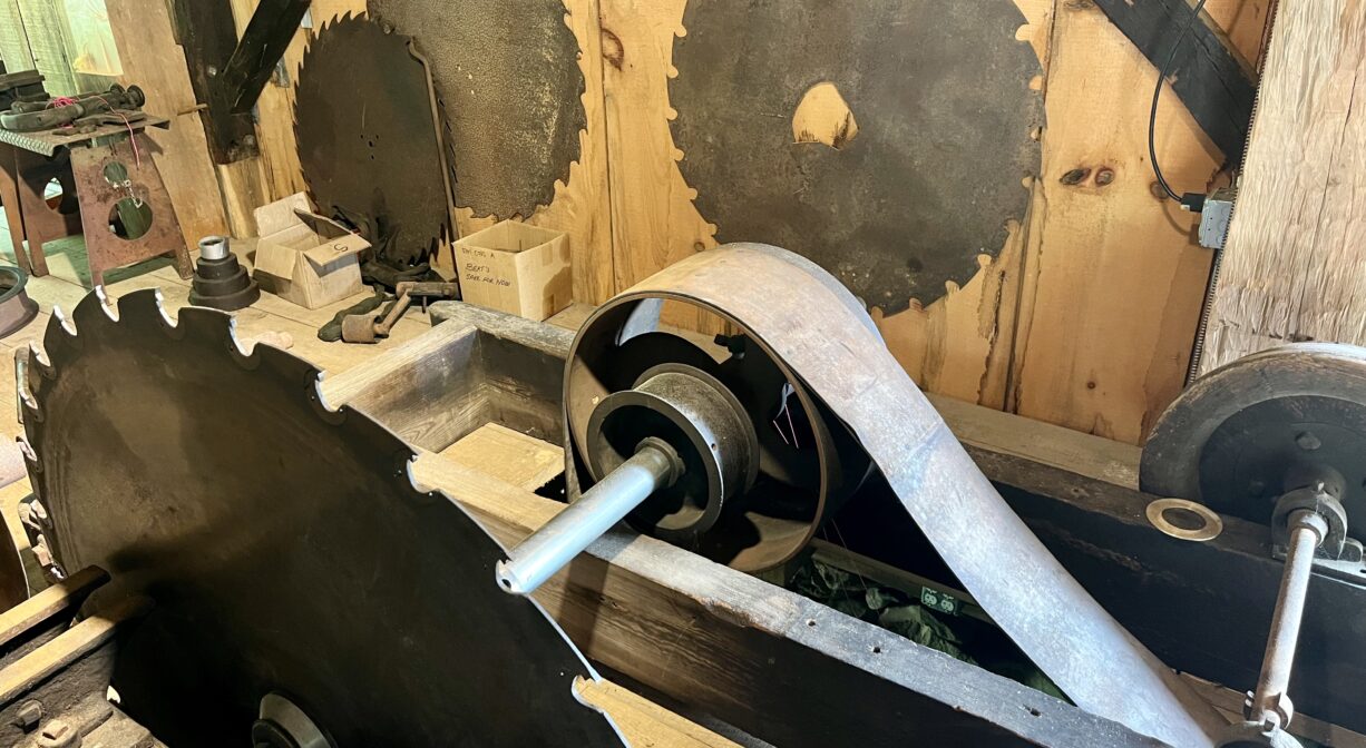 A photograph of the interior of a historic mill.