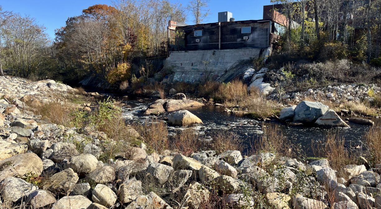 A photograph of a restored river channel.